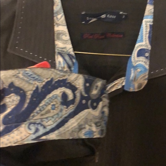 Stone Rose Black Button Down w/ Paisley Detail - Picture 3 of 4